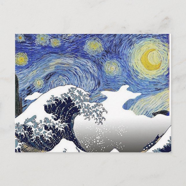 Starry Night, The Wave, Fine Art Parody Postkarte (Vorderseite)