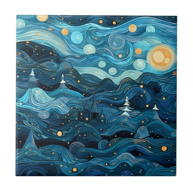 Starry Night Tile Fliese (Vorderseite)
