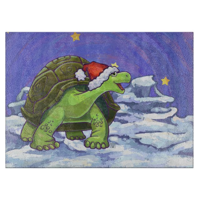 Starry Night Tortoise Weihnachten Schneidebrett (Vorderseite)