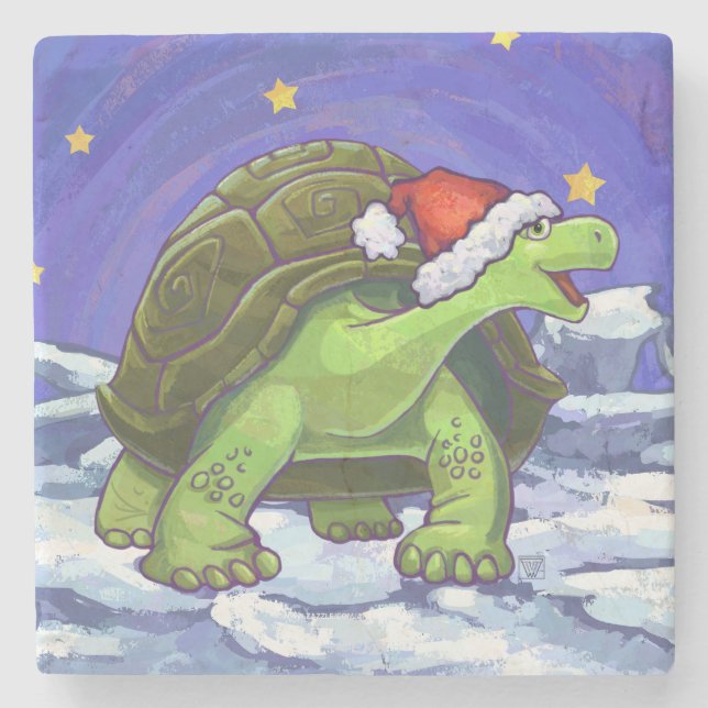 Starry Night Tortoise Weihnachten Steinuntersetzer (Vorderseite)