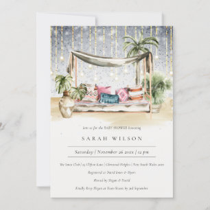 Starry Night Tropical Cabana Babydusche einladen Dankeskarte