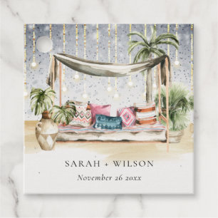 Starry Night Tropical Palm Beach Cabana Hochzeit Geschenkanhänger