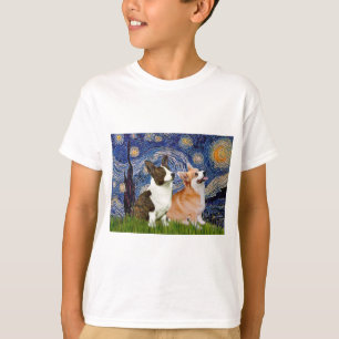 Starry Night - Two Welsh Corgis (C + P) T-Shirt