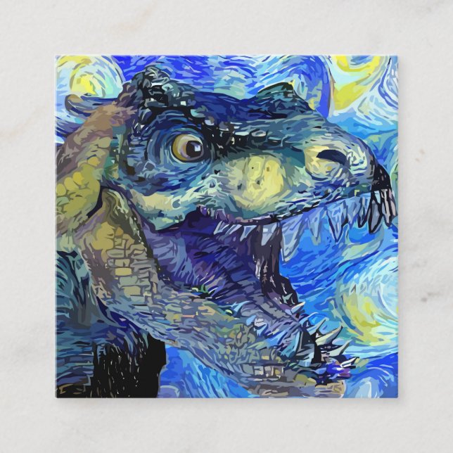 Starry Night Tyrannosaurus Rex Dinosaurier Templat Quadratische Visitenkarte (Vorderseite)