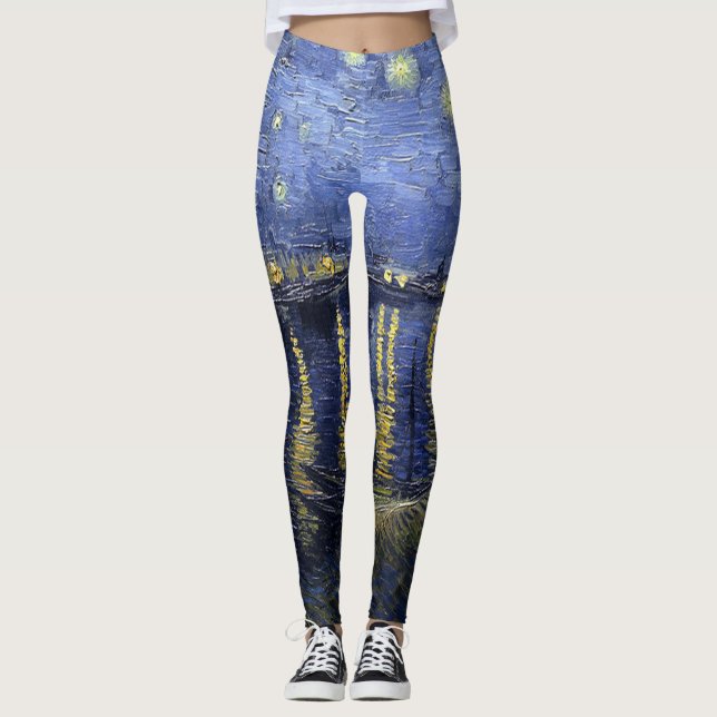 Starry Night über der Rhone Leggings (Vorderseite)