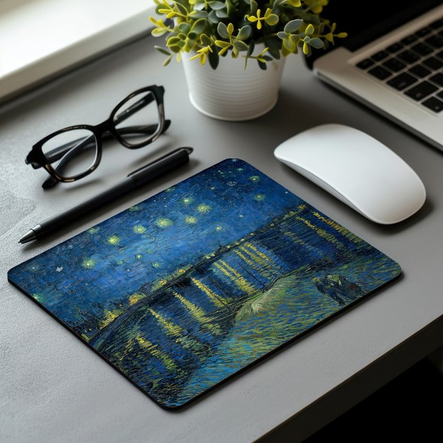 Starry Night über der Rhône | Vincent van Gogh Mousepad (Von Creator hochgeladen)