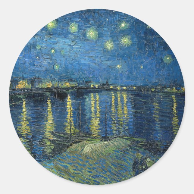 Starry Night über der Rhône | Vincent van Gogh Runder Aufkleber (Vorderseite)