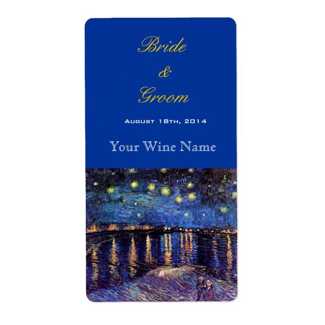 Starry Night über die Rhone Hochzeitsweinetiketten (Vorne)