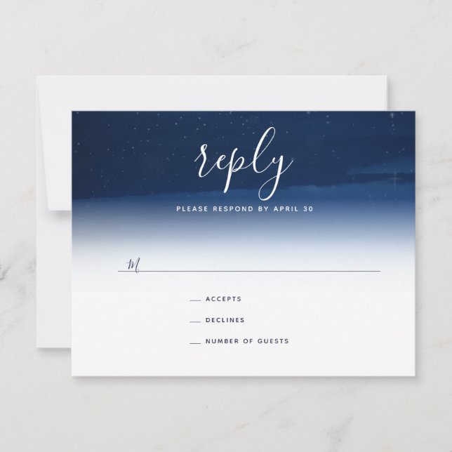 Starry Night Under the Stars Wedding Repcard RSVP Karte (Vorderseite)