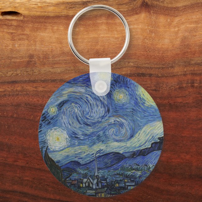 Starry Night & Van Gogh /berühmte Vintage Kunst Schlüsselanhänger (Vorderseite)