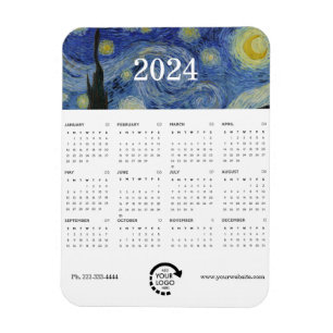 Starry Night Van Gogh Business Logo 2024 Kalender Magnet