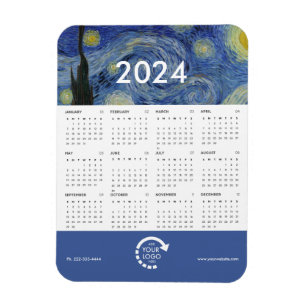 Starry Night Van Gogh Business Logo 2024 Kalender Magnet
