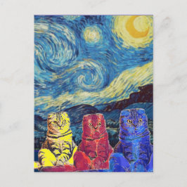 Starry Night, Van Gogh, Cat Art Parody Postkarte