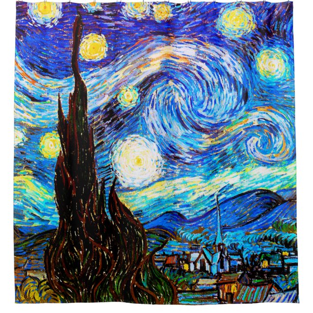 Starry Night Van Gogh Fine Art Duschvorhang (Vorderseite)