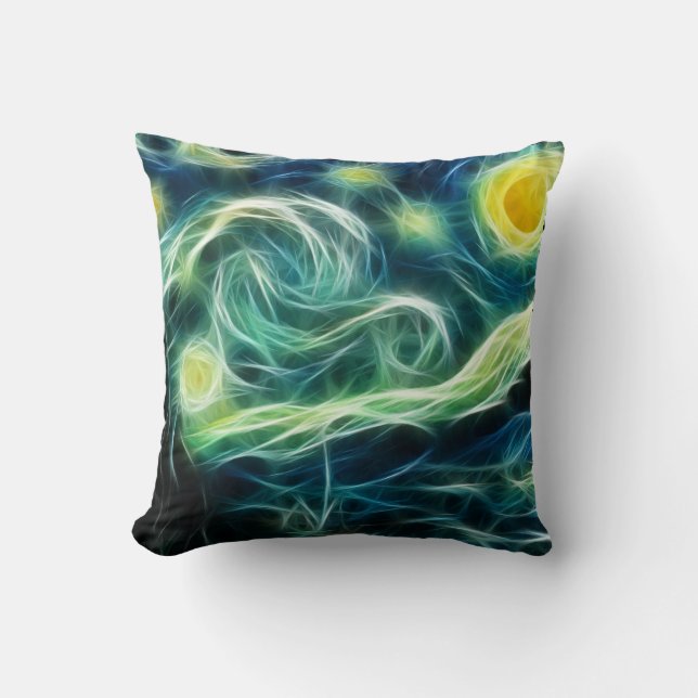 Starry Night Van Gogh Fraktal Art Kissen (Vorderseite)