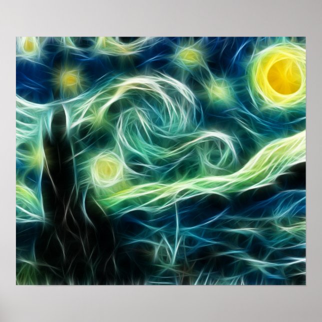 Starry Night Van Gogh Fraktal Art Poster (Vorne)