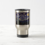 Starry Night, Van Gogh Französisch Stadt Saint Rem Reisebecher<br><div class="desc">Eine französische Stadt "Saint Remy" ist mit der Leuchtdichte der Sterne an einer blauen Sternennacht erstarrt. Starlight über der Stadt mit Wolken,  Sternen und hellgelben Halbmond um Mitternacht. Vintage postimpressionistische Malerei des französischen Malers Vincent Van Gogh.</div>