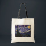 Starry Night, Van Gogh Französisch Stadt Saint Rem Tragetasche<br><div class="desc">Eine französische Stadt "Saint Remy" ist mit der Leuchtdichte der Sterne an einer blauen Sternennacht erstarrt. Starlight über der Stadt mit Wolken,  Sternen und hellgelben Halbmond um Mitternacht. Vintage postimpressionistische Malerei des französischen Malers Vincent Van Gogh.</div>