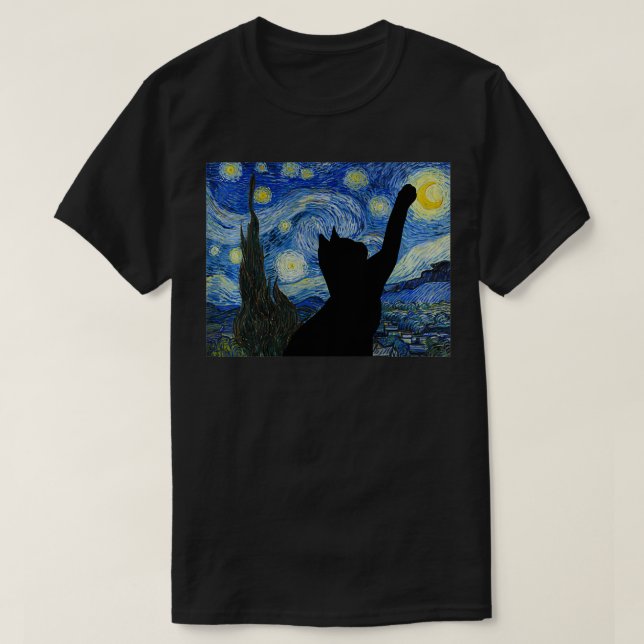Starry Night Van Gogh Gemälde Funny Cat Lovers Gi T-Shirt (Design vorne)