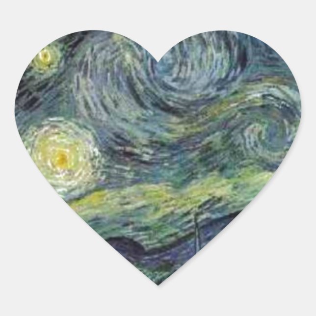Starry Night - van Gogh Herz-Aufkleber (Vorderseite)