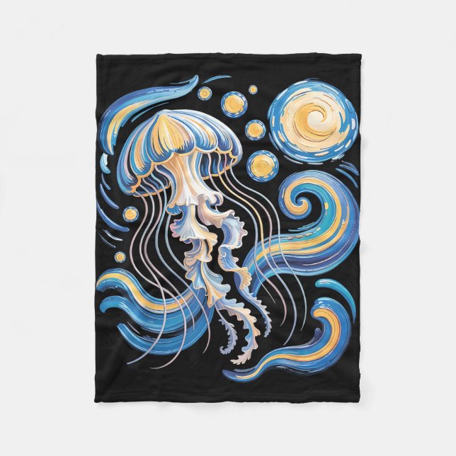 Starry night van gogh jellyfish scuba diving surf fleecedecke (Vorderseite)