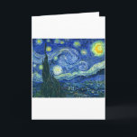 Starry Night ~ Van Gogh Karte<br><div class="desc">Das bekannteste Gemälde von Vincent Van Gogh. Ein modernes Meisterwerk mit einer dunkelblauen Nachtlandschaft, die mit hellen Wirbel aus gelben, weißen und orangefarbenen, funkelnden Sternen geschmückt ist. Original holländischer Titel: De sterrennacht . Diese Ölpaneel zeigt den Blick außerhalb des Abwasserfensters von Van Gogh in der Nacht, obwohl das eigentliche Gemälde...</div>