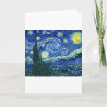 Starry Night ~ Van Gogh Karte<br><div class="desc">Das bekannteste Gemälde von Vincent Van Gogh. Ein modernes Meisterwerk mit einer dunkelblauen Nachtlandschaft, die mit hellen Wirbel aus gelben, weißen und orangefarbenen, funkelnden Sternen geschmückt ist. Original niederländische Bezeichnung: De sterrennacht . Diese Ölpaneel zeigt den Blick außerhalb des Abwasserfensters von Van Gogh in der Nacht, obwohl das eigentliche Gemälde...</div>