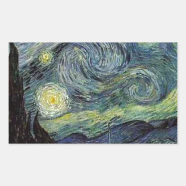 Starry Night - van Gogh Rechteckiger Aufkleber (Vorderseite)