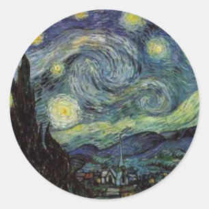 Starry Night - van Gogh Runder Aufkleber
