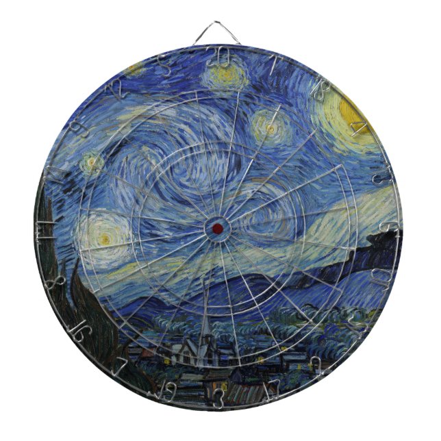 Starry Night & Van Gogh / Vintage Kunst Dartscheibe (vorne)