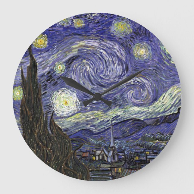STARRY NIGHT VAN GOGH WALL DESIGNER CLOCK - GIFTS GROßE WANDUHR (Vorderseite)