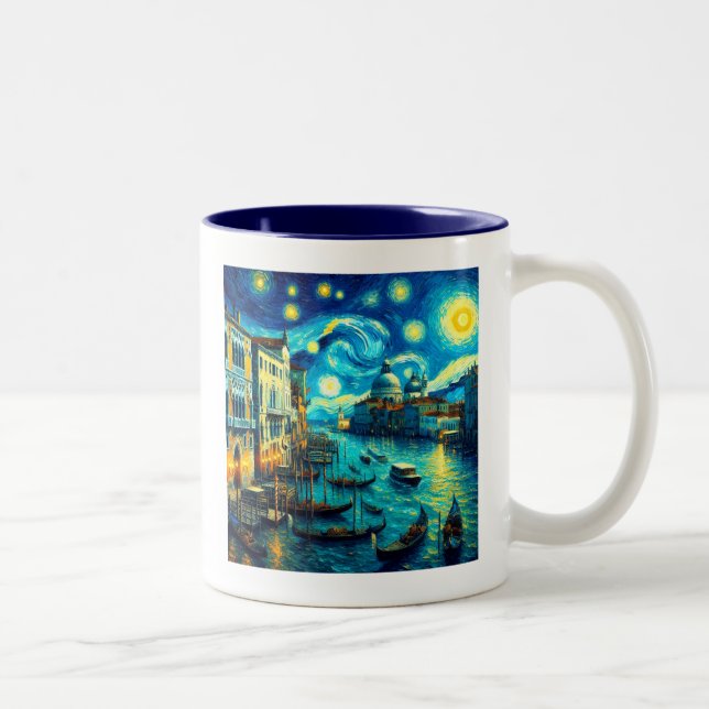 Starry Night Venice Italien Zweifarbige Tasse (Rechts)
