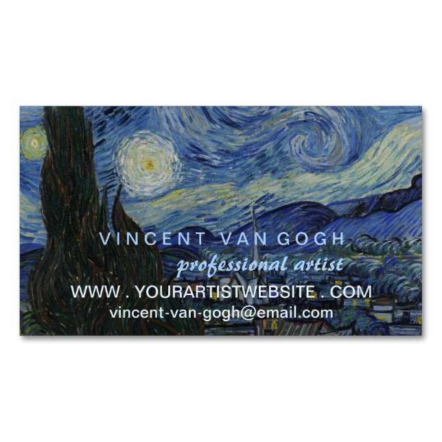 Starry Night Vincent van Gogh Artist Magnetische Visitenkarte (Vorderseite)