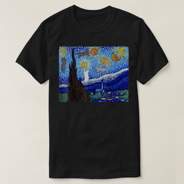 Starry Night Vincent van Gogh Berühmte Malerei Sta T-Shirt (Design vorne)