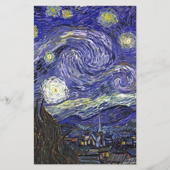 Starry Night, Vincent Van Gogh. Briefpapier (Vorderseite)