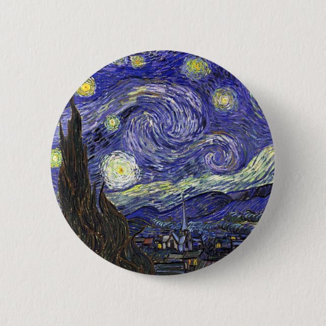 Starry Night, Vincent Van Gogh. Button (Vorderseite)