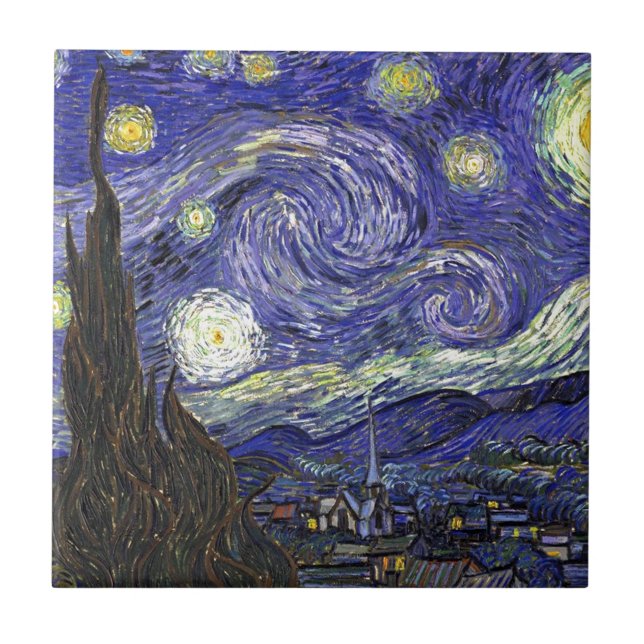Starry Night, Vincent Van Gogh. Fliese (Vorderseite)