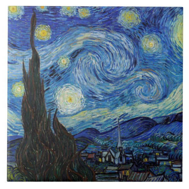Starry Night, Vincent van Gogh Fliese (Vorderseite)