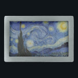 Starry Night Vincent van Gogh Gemälde Rechteckige Gürtelschnalle<br><div class="desc">Dieses schöne, feine Kunstdesign zeigt das berühmte Bild des niederländischen postimpressionistischen Malers Vincent van Gogh "The Starry Night". In den 1880er Jahren, als er während seines bleibe am Asyl von Saint Remy bemalt wurde, stellte van Gogh die sanften Hügel und Zypressen dar, die er aus seinem Fenster sah. Er fügte...</div>