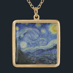 Starry Night Vincent van Gogh Gemälde Vergoldete Kette<br><div class="desc">Dieses schöne, feine Kunstdesign zeigt das berühmte Bild des niederländischen postimpressionistischen Malers Vincent van Gogh "The Starry Night". Während seines am Asyl von Saint Remy in den 1880er Jahren malte van Gogh die sanften Hügel und Zypressenbäume, die er aus seinem Fenster sah. Er fügte auch das Dorf hinzu, das er...</div>