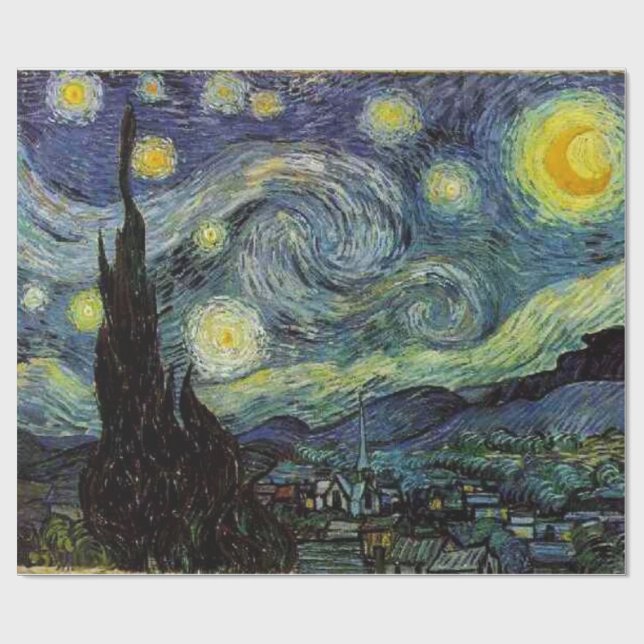 Starry Night, Vincent van Gogh-Geschenk Geschenkpapier (Flach)