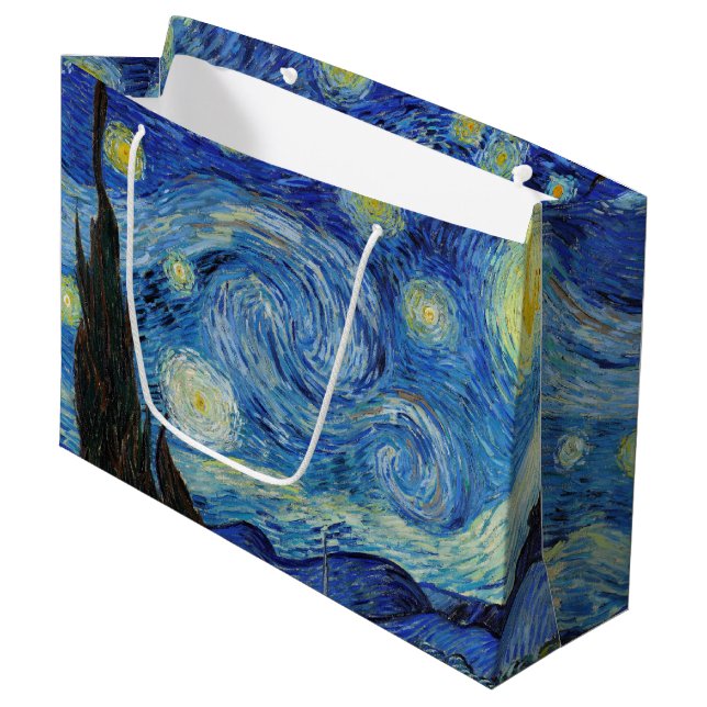 Starry Night, Vincent van Gogh große Geschenktasch Geschenktüte (Vorderseite Schrägansicht)
