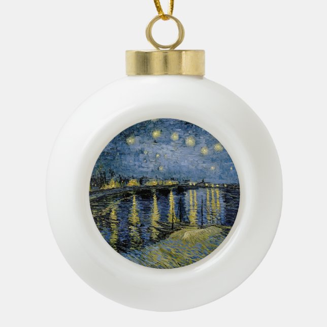 Starry Night Vincent van Gogh Keramik Kugel-Ornament (Vorderseite)