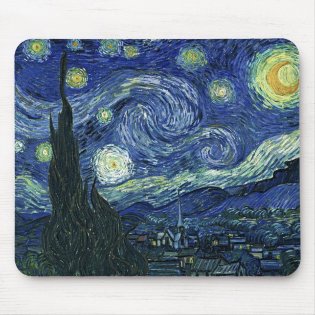 Starry Night Vincent van Gogh Kunstmalerei Mousepad (Vorne)