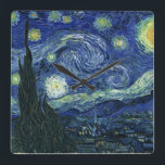 Starry Night Vincent van Gogh Kunstmalerei Quadratische Wanduhr<br><div class="desc">Vincent van Gogh (Niederländisch, 1853 - 1890) Starry Night, 1889, Oil on Leinwand Ungerahmt: 73 × 92 cm (28, 7 × 36, 2 in) Dieses Gemälde zeigt den Blick von der Ostseite des van Gogh's Asylzimmer in Saint-Rémy-de-Provence, fügte er ein idealisiertes Dorf. Seit 1941 ist es in der ständigen Sammlung...</div>