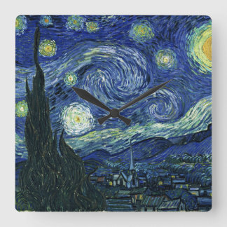 Starry Night Vincent van Gogh Kunstmalerei Quadratische Wanduhr