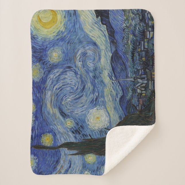 Starry Night Vincent van Gogh Kunstmalerei Sherpadecke (Vorderseite)