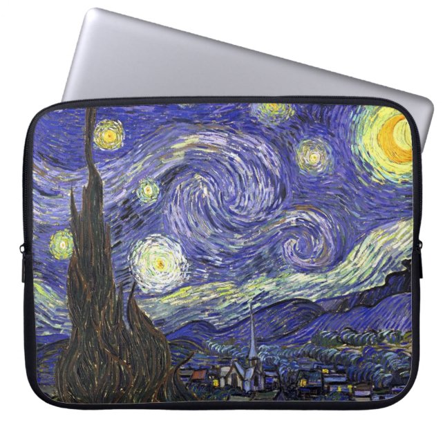 Starry Night, Vincent Van Gogh. Laptopschutzhülle (Vorderseite)