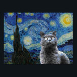 Starry Night Vincent Van Gogh Niedlich Cat Kitten Poster<br><div class="desc">Wenn Sie Liebe Vincent van Gogh und Katzen,  dieses Kunstwerk ist für Sie! Gut als Geschenk.</div>