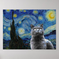 Starry Night Vincent Van Gogh Niedlich Cat Kitten